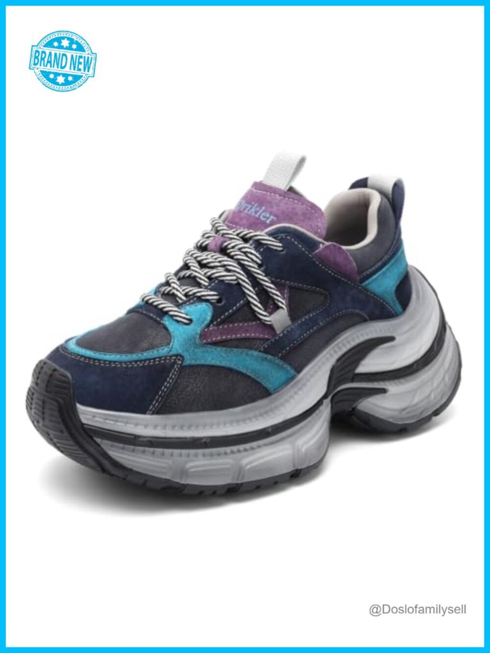 Women's Chunky Platform Sneakers Lace-Up Non-Slip Leather Casual Dad Shoes